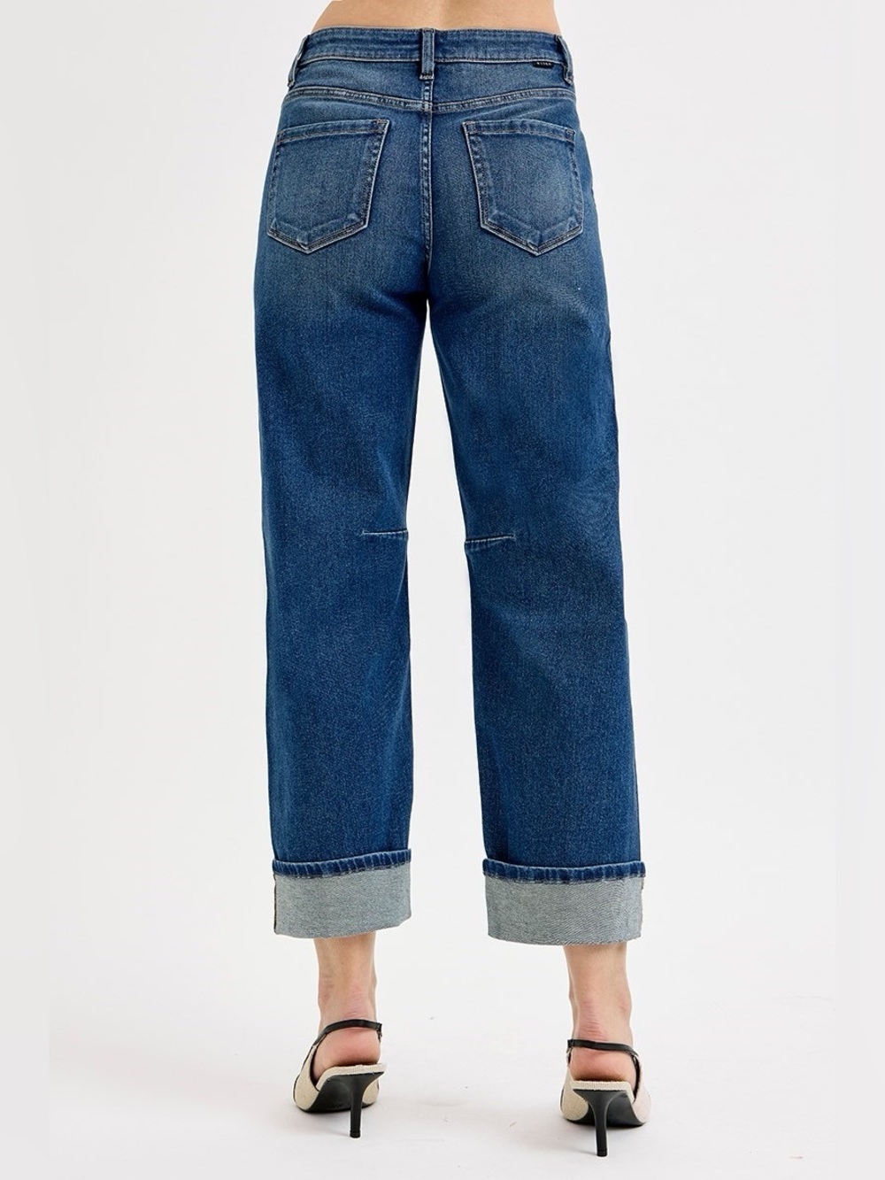 PGC21232 DARK Risen Slouchy Crop Barrel Cuffed Jeans - Picture 3 of 3